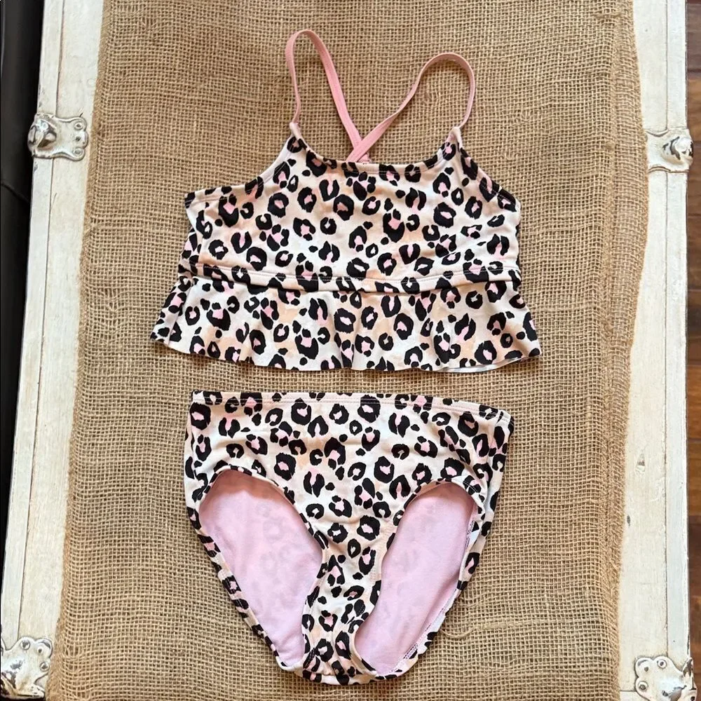 Justice Pink and Black animal print Swimsuit
